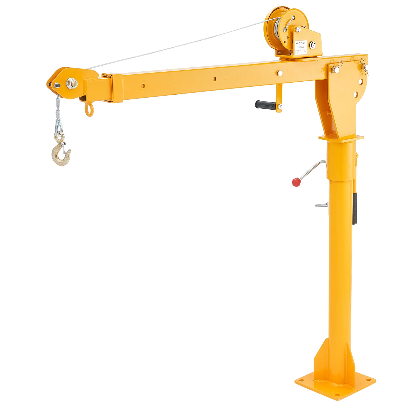 KFFKFF Folding Truck-Mounted Crane with 1100 lbs Manual Winch, Steel Jib Crane Hoist with 360-Degree Swivel for Lifting in Construction, Forestry, and Industrial Applications