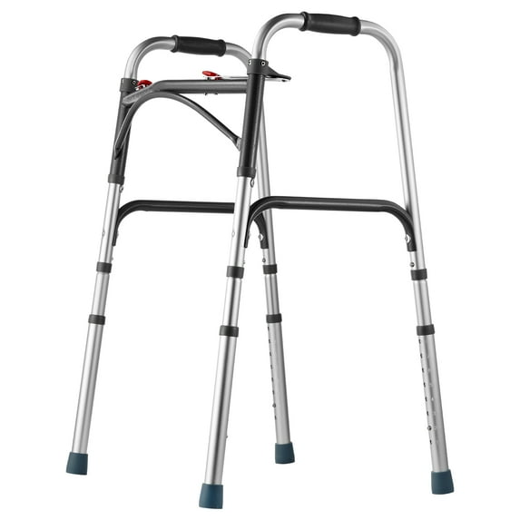 KFFKFF Folding Walker Aluminum Mobility Walker with Eight-Stage Height Modification and Robust Handles, Featherweight Aluminum Ambulatory Aid for Seniors and Disabled, Supports up to 350 lbs