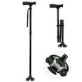 thumbnail image 1 of KFFKFF Folding Walking Cane for Men and Women, Adjustable Height with 8 Levels, 4-Pronged Pivoting Base, Lightweight Aluminum Mobility Aid for Adults and Seniors, Supports up to 250 lbs (Black), 1 of 9