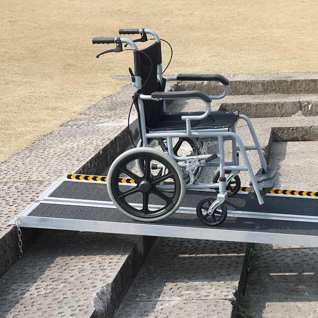 KFFKFF Folding Wheelchair Ramp Portable Aluminum Threshold Ramp 10 ft ...