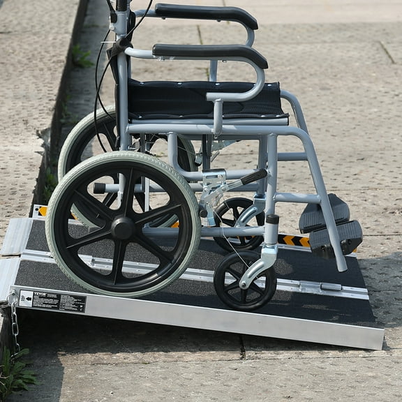 KFFKFF Folding Wheelchair Ramp - Portable, Aluminum Threshold Ramp, 2 ft, 800 lbs Capacity