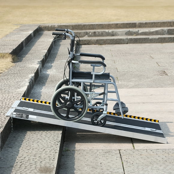 KFFKFF Folding Wheelchair Ramp Portable Aluminum Threshold Ramp 6 ft 800 lbs