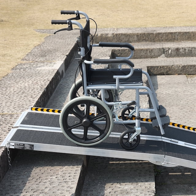 KFFKFF Folding Wheelchair Ramp Portable Aluminum Threshold Ramp 8 ft ...