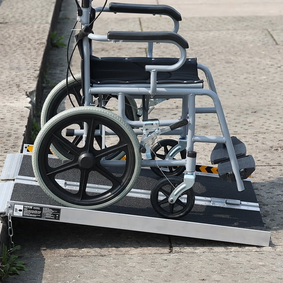 KFFKFF Folding Wheelchair Ramp, Portable Aluminum Threshold Ramp ...