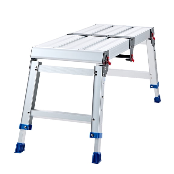 KFFKFF Folding Work Platform, Adjustable Height 14.2-20 in, 500 lbs Capacity Aluminum Step Stool, Durable Non-Slip Platform Ladder, Portable Work Bench for Painting, Cleaning, Home & Professional Use