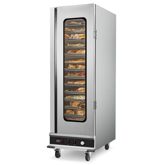 KFFKFF Food Heating Unit, 16-Level Spacious Snack Heater with Hydration Pan, Single Glass Door and Customizable Racks, Stainless Steel Food Heating Closet, Perfect for Holding Pizza, Chicken, Eatery