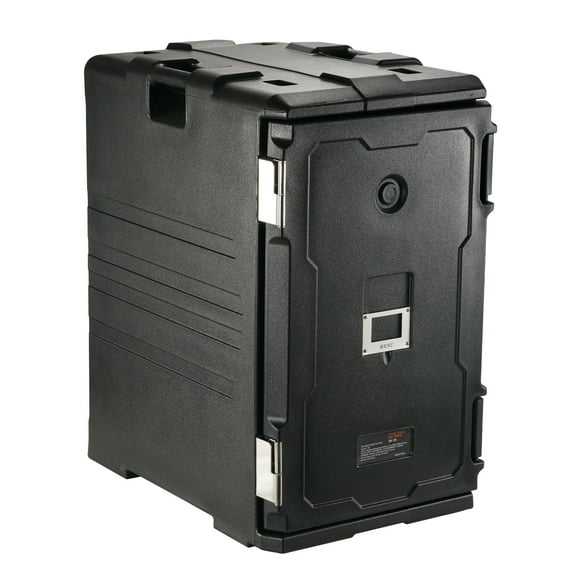 KFFKFF Food Pan Insulator, 109 Qt Catering Hot Box, LLDPE Food Container with Dual Clasps, Front Access Food Heat Preserver with Grips, Terminal Loader with Rollers for Dining Establishments