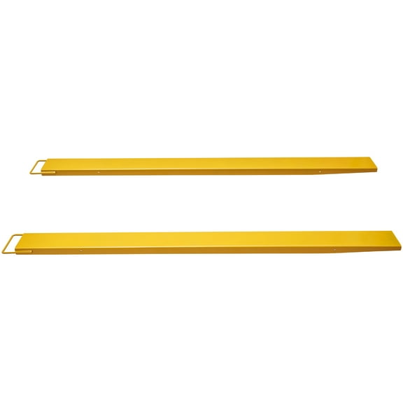 KFFKFF Fork Extensions for Pallets, Measuring 96 Inches in Length and 4.5 Inches in Width, Constructed from Robust Carbon Steel, Set of 2 Forklift Extensions, Yellow Fork Attachments