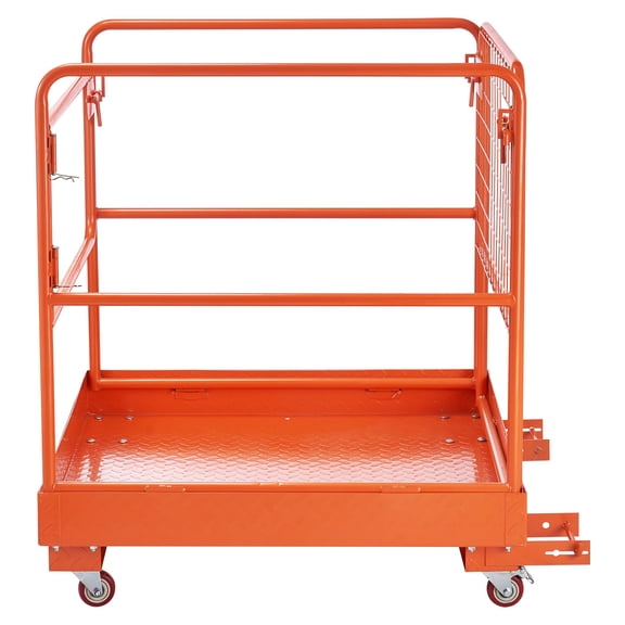 KFFKFF Forklift Safety Cage, 36.6 x 36.6 Inch, Man Basket with 4 Wheels, 1200 lbs Capacity, Durable Work Platform, Foldable Lift Basket for Aerial Tasks and Lifting Equipment