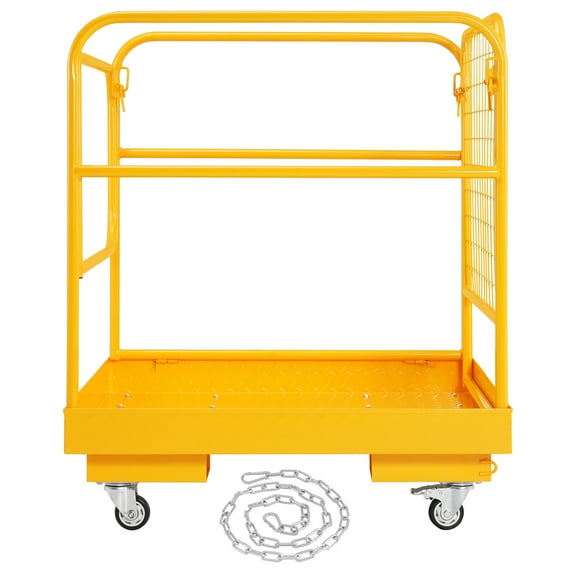 KFFKFF Forklift Work Platform, Supports Up to 1200 lbs, 36x36 in, Foldable Design with Secure Swivel Casters, Equipped with DrainageChain