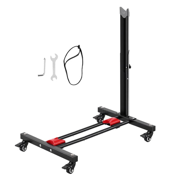KFFKFF Freestanding Bike Storage Rack, Adjustable Vertical & Horizontal Bicycle Stand with Lockable Wheels, Durable Carbon Steel Frame, Suitable for 20-29 Inch Wheels, Black