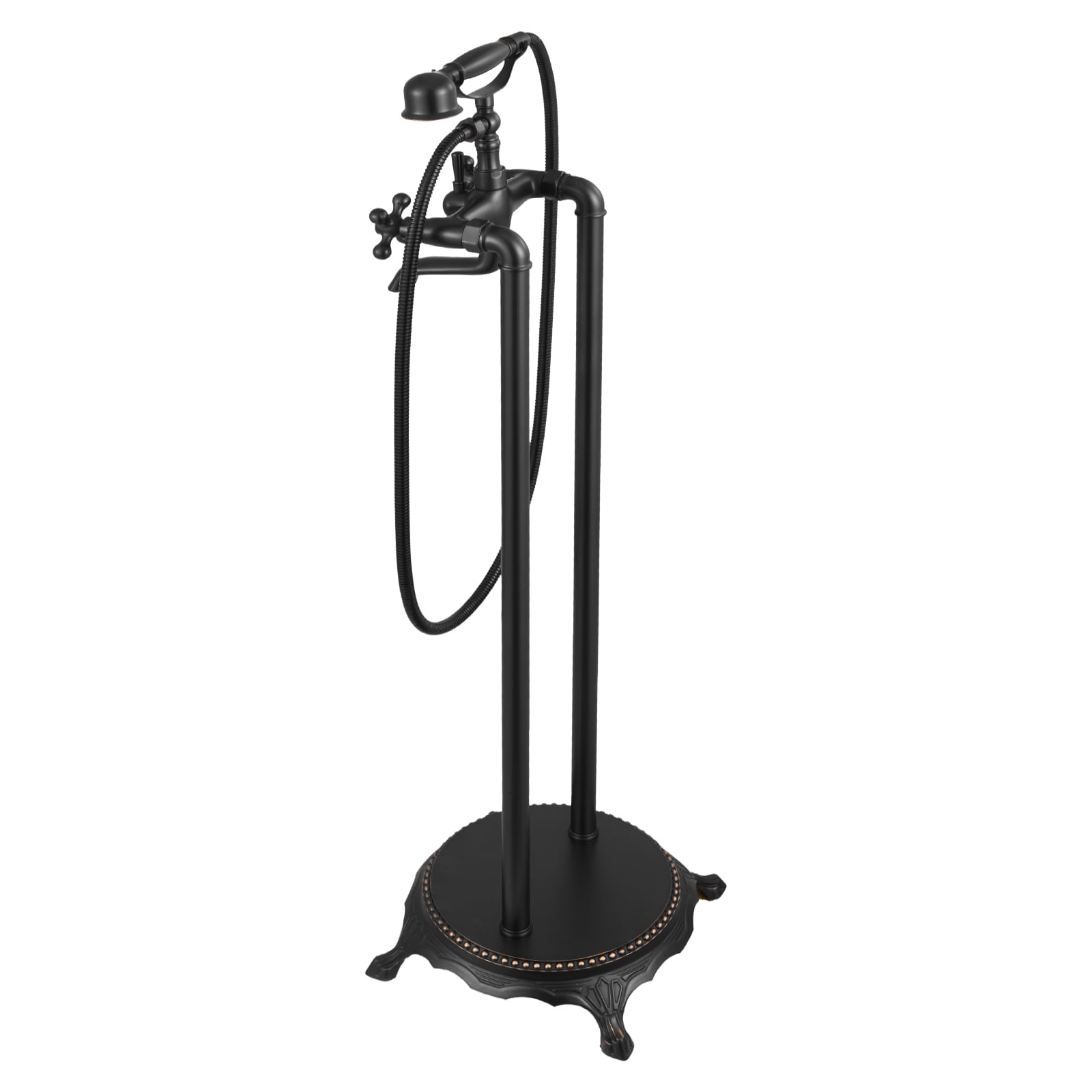 KFFKFF Freestanding Clawfoot Tub Faucet with Handheld Shower, Oil-Rubbed Bronze Finish, Vintage-Style Bathtub Filler with 360° Swivel Spout and 59-Inch Hose