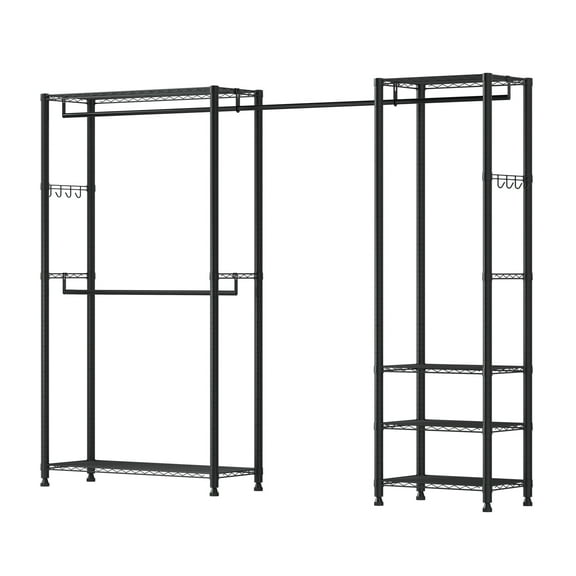 KFFKFF Freestanding Garment Rack, Heavy-Duty Clothes Organizer with Steel Frame, 800 lbs Capacity, Closet Wardrobe with Storage Shelves for Bedroom, Clothing Store, or Hallway Use
