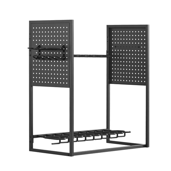 KFFKFF Freestanding Gun Rack, Indoor Heavy-Duty Steel Rifle and Shotgun Storage Stand, Floor Standing Display with Magazine Holder, Fits up to 9 Rifles and 4 Pistols, Ideal for Home or Garage Use