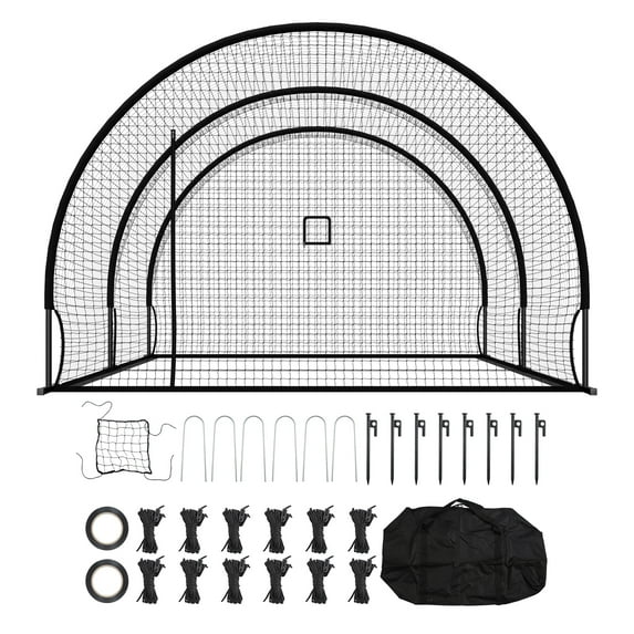 KFFKFF Freestanding Portable Baseball Batting Cage, HDPE Steel, 19.9×12.0×8.2 ft