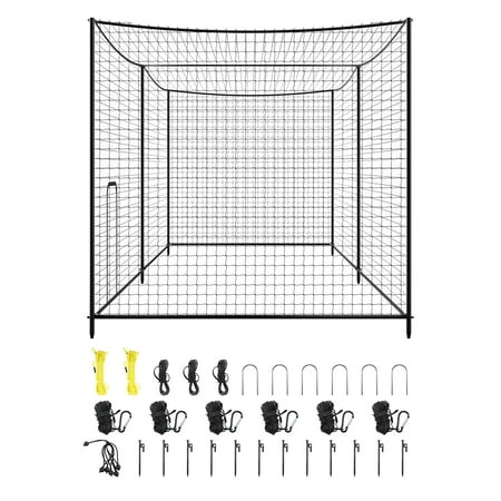KFFKFF Freestanding Portable Baseball Batting Cage, 35.0 x 10.5 x 10.2 FT, Durable 45-Ply Knotted HDPE Netting with Long Positioning Ropes, Suitable for Indoor and Outdoor Practice