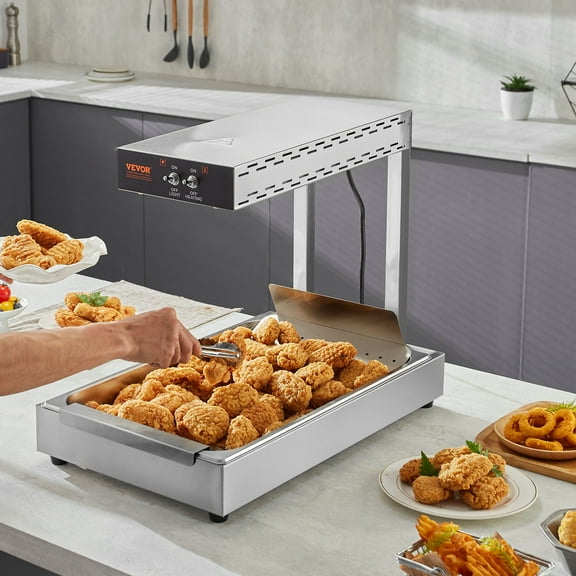 KFFKFF French Fry Food Warmer Electric Chip Warming Light Station Stainless Steel