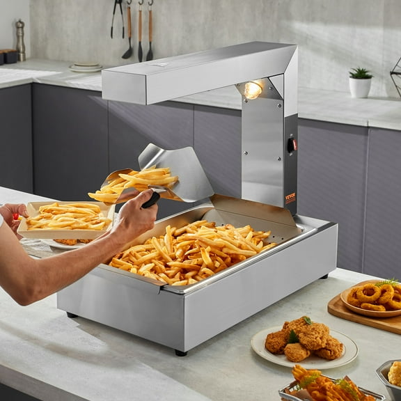 KFFKFF French Fry Food Warmer Electric Chip Warming Light Station Stainless Steel