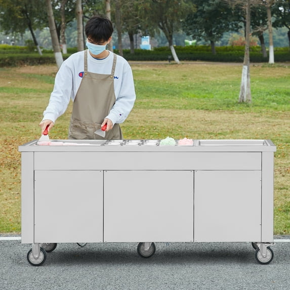 KFFKFF Fried Ice Cream Roll Machine - 2 Pans, 17.7x17.7 Inch Rolled Ice Cream Maker