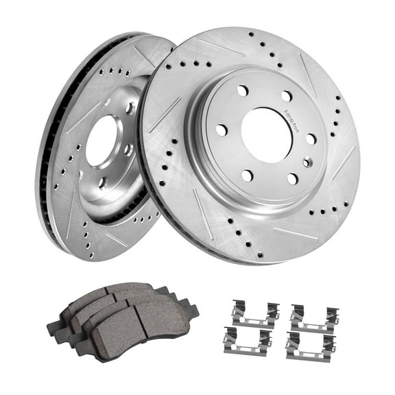 KFFKFF Front Brake Assembly for 2007-2017 Chevy Traverse, Buick Enclave, GMC Acadia, Saturn Outlook, Includes 12.8" Drilled & Slotted Rotors with Ceramic Pads