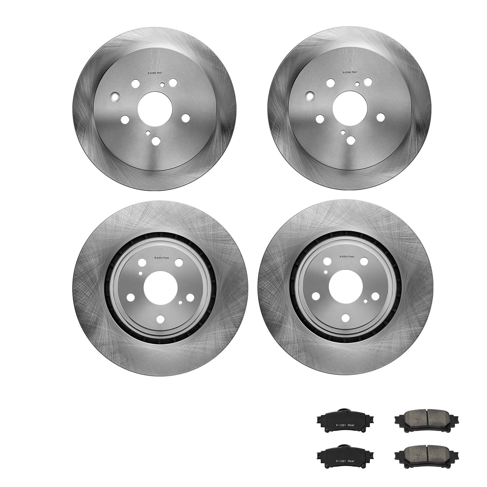 KFFKFF Front & Rear Brake Kit with Ceramic Brake Pads & Hollow Rotors, Compatible with 2010-2015 Lexus RX350, 2010-2015 Lexus RX450H, 2015-2019 Toyota Highlander, 2011-2020 Toyota Sienna