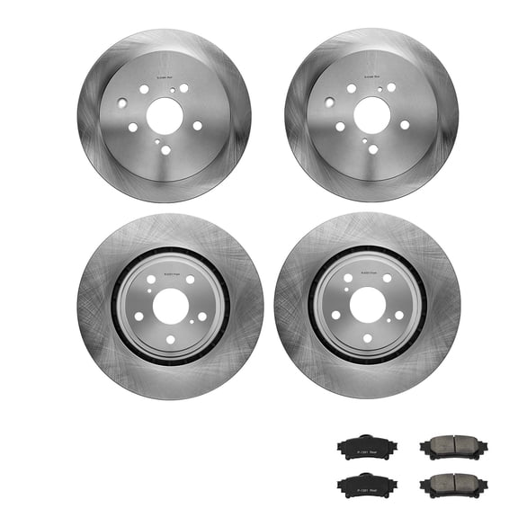 KFFKFF Front & Rear Brake Kit with Ceramic Brake Pads & Hollow Rotors, Compatible with 2010-2015 Lexus RX350, 2010-2015 Lexus RX450H, 2015-2019 Toyota Highlander, 2011-2020 Toyota Sienna
