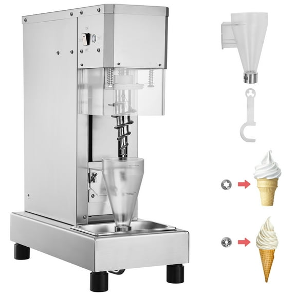 KFFKFF Frozen Dessert Blender,750W Rapid-Action Frozen Treat Maker Stirring Device 1740RPM,Constructed from 304 Stainless Steel,Extended Handle + PC Safety Guard, Adaptable for all Ice Cream Tastes