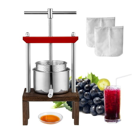 KFFKFF Fruit Wine Press Manual Press for Wine Making 0.53 Gal/2L Stainless Steel