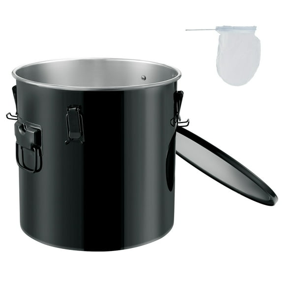 KFFKFF Fryer Grease Bucket Oil Disposal Caddy, 8-Gallon Bucket with Filter Bag, Black