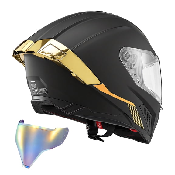 KFFKFF Full Face Motorcycle Helmet with Dual Visor, Lightweight and Comfortable Design for Street and Dirt Bike Riders, Suitable for Adults - DOT & ECE Certified (XL Size)