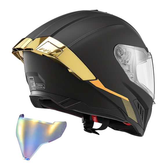KFFKFF Full Face Motorcycle Helmet, Dual-Visor Street Bike Helmet, Lightweight and Comfortable Motocross Helmet for Adults - DOT & ECE Certified (M Size)