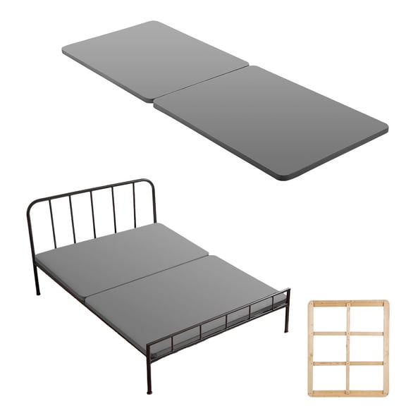 KFFKFF Full Size Bunkie Board, 1.5 in Bed Support Slats with Durable Oxford Cloth, Wooden Mattress Base for Full Beds, Simple Assembly, 2-Piece Set, Gray