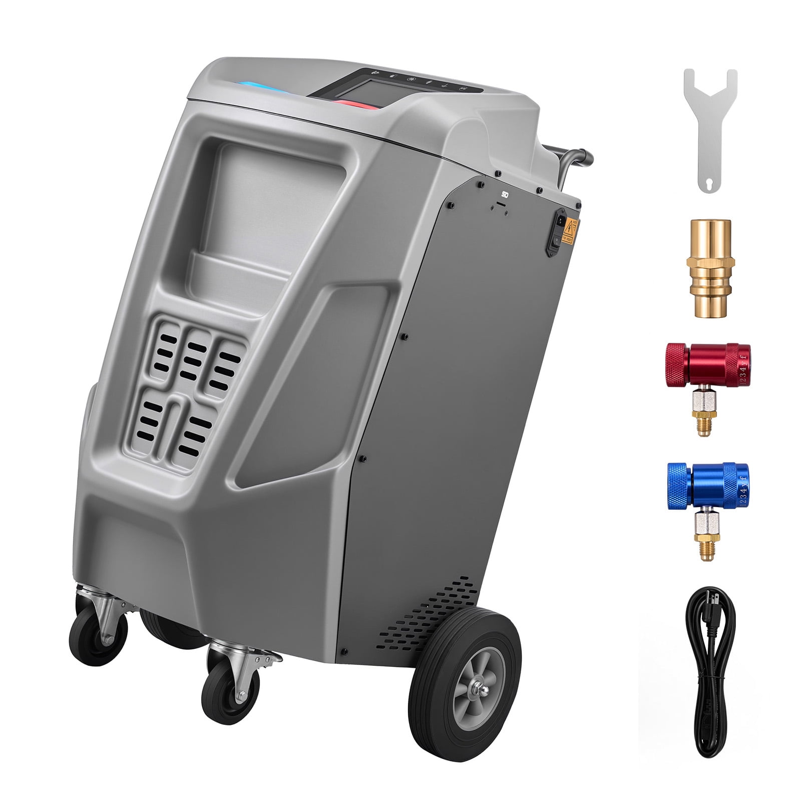 KFFKFF Fully Automatic Refrigerant Recovery Machine for 1234yf, High Accuracy, 7-Inch Touch Screen, AC Recovery, Vacuum, and Recharge for Standard and High Voltage Automotive A/C Systems