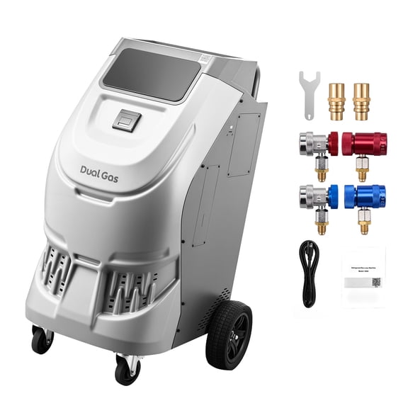 KFFKFF Fully Automatic Refrigerant Recovery Machine for R134a & 1234fy, High Accuracy, 10-Inch Touch Screen, AC Recovery, Vacuum, and Recharging for Automotive A/C Systems