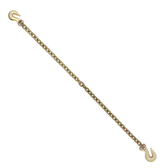 KFFKFF G80 Haulage Linkage Chain, 3/8" x 10.3' Towing Chain with Clevis Grasp Hooks, 7100 lbs Secure Operating Load, Robust Trailer Logging Chain for Conveyance Towing Truck Fastening Binding Gear