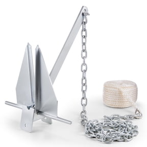 KFFKFF Galvanized Carbon Steel 13 lb Fluke Anchor Boat with Two Shackles