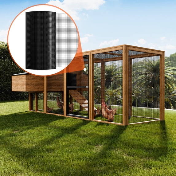 KFFKFF Galvanized Hardware Cloth, 24''x100' Roll, 19 Gauge, Vinyl-Coated Metal Mesh for Chicken Coops, Rabbit & Snake Fencing, Poultry Enclosures