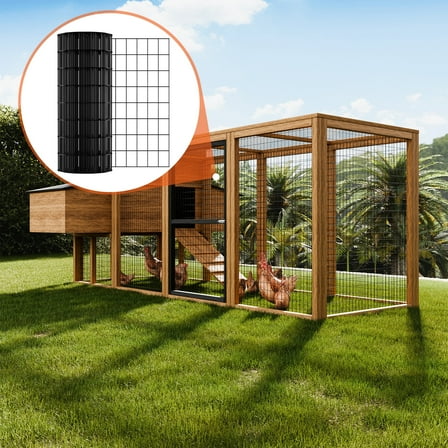 KFFKFF Galvanized Hardware Cloth, 24''x50' Roll, 16 Gauge, Vinyl-Coated Metal Mesh for Chicken Coops, Rabbit & Snake Fencing, Poultry Enclosures