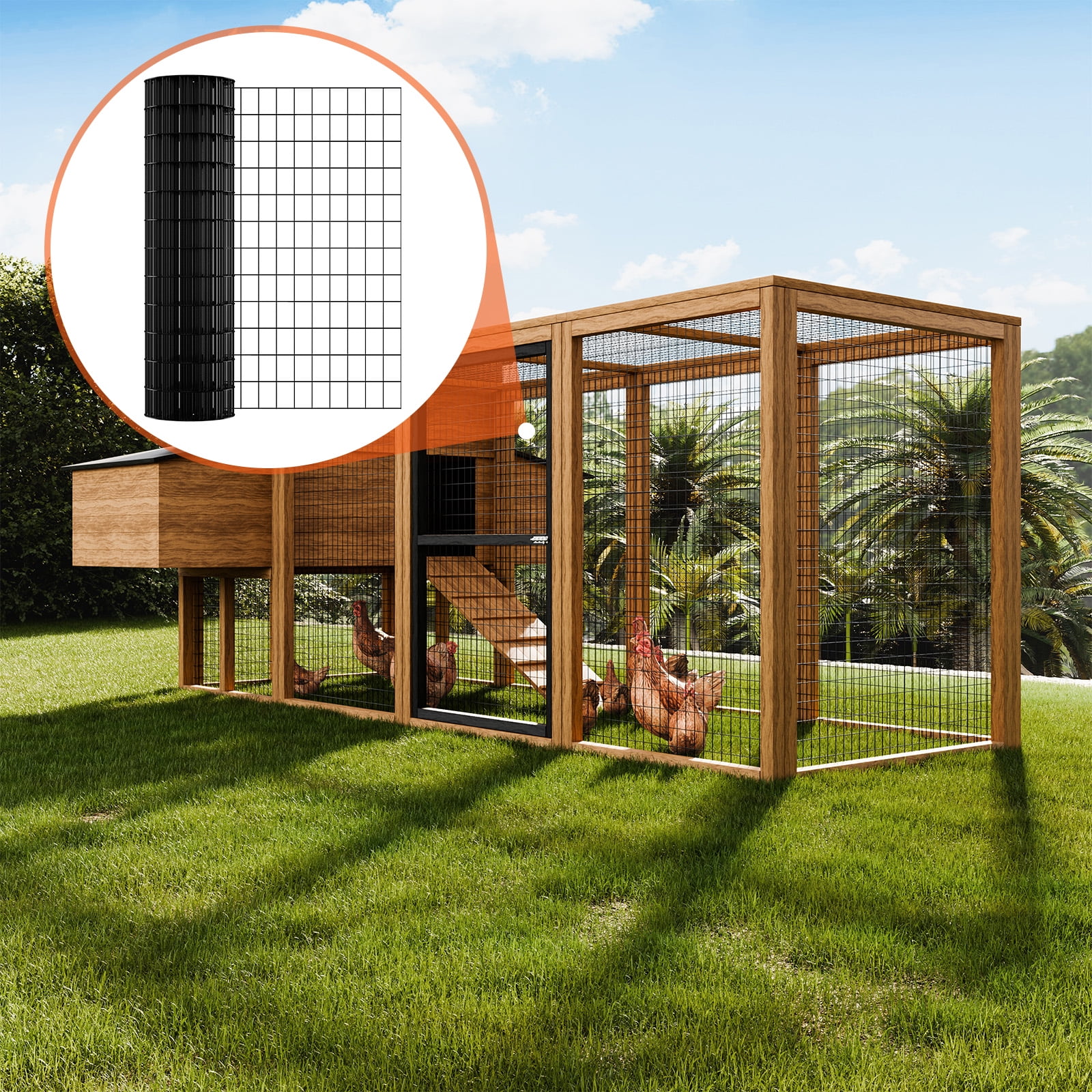 KFFKFF Galvanized Hardware Cloth, 36''x50' Roll, 16 Gauge, Vinyl-Coated Metal Mesh for Chicken Coops, Rabbit & Snake Fencing, Poultry Enclosures