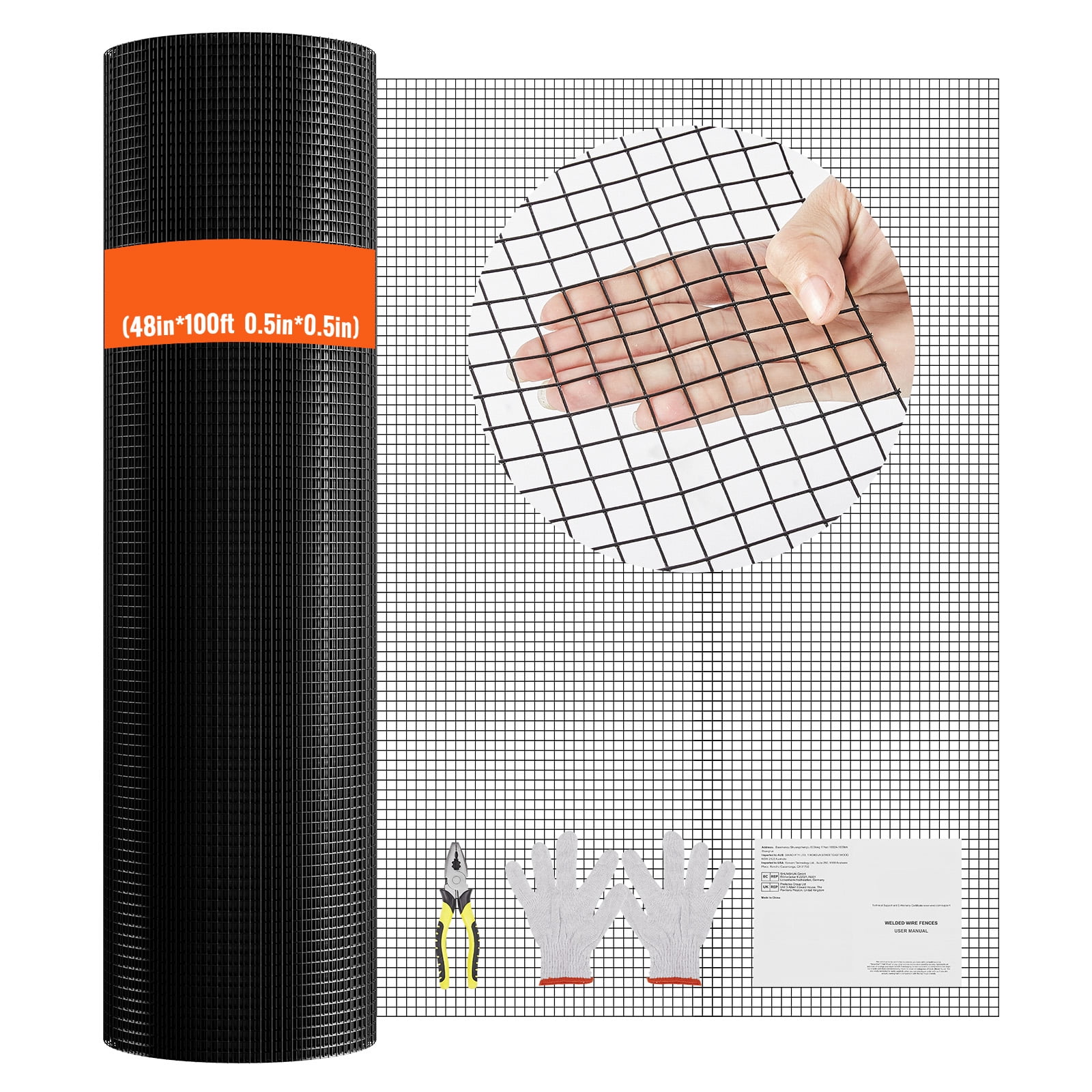 KFFKFF Galvanized Hardware Cloth, 48''x100' Roll, 19 Gauge, Vinyl-Coated Metal Mesh for Chicken Coops, Rabbit & Snake Fencing, Poultry Enclosures
