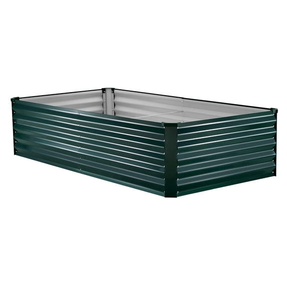 KFFKFF Galvanized Metal Raised Garden Bed, 6.67 x 3.35 x 1.51 ft, Rectangular Planter Box Kit for Outdoor Use, Rust-Resistant Elevated Planting Box with Gloves, Alu-Zinc Material, Dark Green