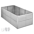 thumbnail image 1 of KFFKFF Galvanized Raised Garden Bed, 8 x 4 x 3 ft, Rectangular Metal Planter Box Kit for Outdoor Use, Bottomless Elevated Planting Box with Gloves, Rust-Resistant Alu-Zinc Material, Silver, 1 of 9