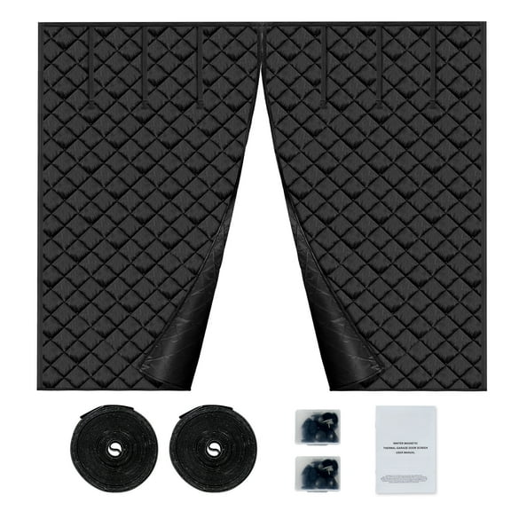 KFFKFF Garage Door Screen for Winter, 8x7FT, Insulated Door Curtain with Magnetic Closure, Durable 300D Oxford Fabric and Weighted Bottom, Simple Installation for Garage Doors
