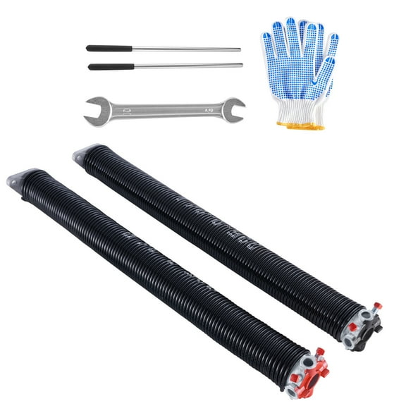 KFFKFF Garage Door Torsion Springs, Set of 0.225 x 2 x 24 in, 16000 Cycles, Black Electrophoresis Coating for Replacement, Includes Winding Bars, Gloves, and Mounting Wrench