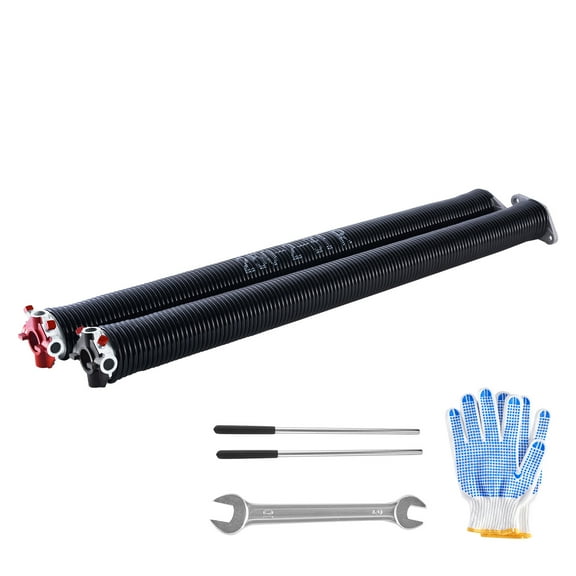 KFFKFF Garage Door Torsion Springs, Set of 0.25 x 2 x 31 in, 16000 Cycles, Black Coated for Replacement, Includes Non-Slip Winding Bars, Gloves, and Mounting Wrench