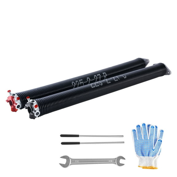 KFFKFF Garage Door Twisting Springs, Set of 0.225 x 2 x 27 in, 16000 Rotations, Electrolysis Black Finish for Substitution, Garage Door Springs with Anti-Slip Winding Rods