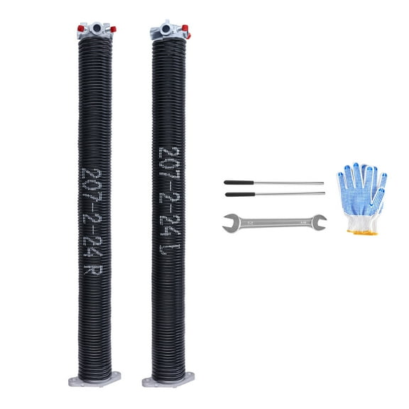 KFFKFF Garage Door Twisting Springs, Set of two, 0.207 x 2 x 24 inches, 16000 Rotations, Electrodeposition Black Finish for Substitution, Garage Door Springs with Anti-Slip Winding Rods