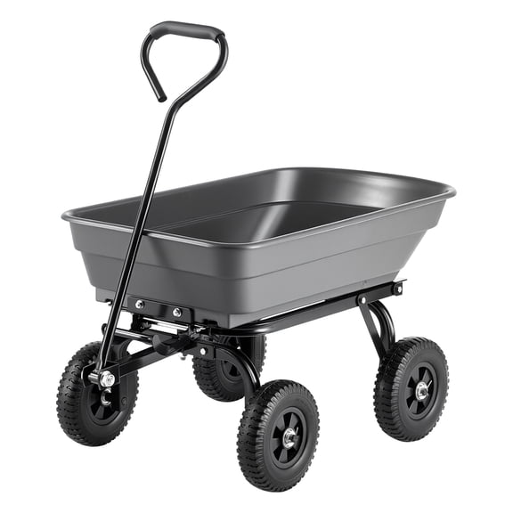 KFFKFF Garden Dump Cart, 400 lbs Capacity, Poly Wagon with Quick-Dump Mechanism, Swivel Wheels, Rotating Bearings, Ideal for Plants, Soil, and Crops