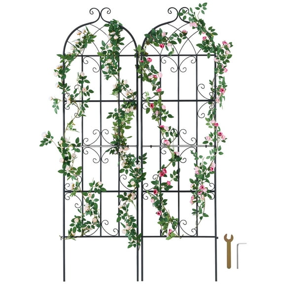 KFFKFF Garden Support Structure for Vine Plants, Dimensions 71 x 20 inches, Set of 2 Durable Metal Garden Trellis, Outdoor Support for Climbing Roses and Cucumbers, Aesthetic Clematis Trellis