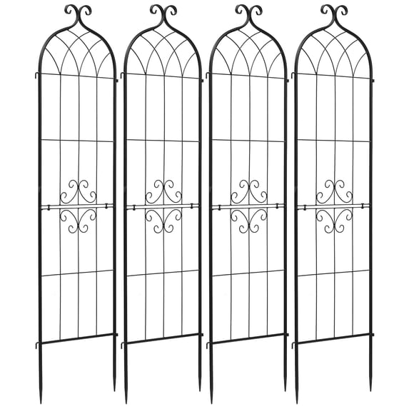 KFFKFF Garden Trellis, 60 x 15 inch Plant Support, Set of 4 Trellises with Powder-Coated Finish and Locking Mechanism, Ideal for Supporting Flowers, Vegetables, and Roses